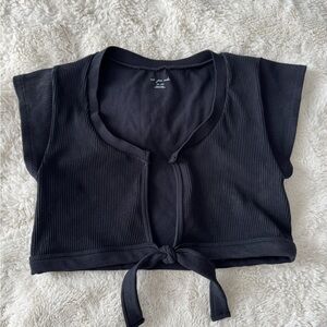 Urban Outfitters Out From Under Short Sleeve Cropped Ribbed Tie Front Top